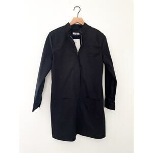 NWT Banana Republic Black Utility Shirt Dress Size 4 Zip Front Mini Long Sleeve